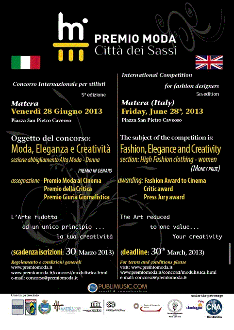 Locandina Premio Moda Citta dei Sassi - Matera Locandina Premio Moda Citta dei Sassi - Matera