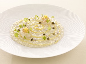 Riso Acquerello Limone Scampi Capperi e Rosmarino