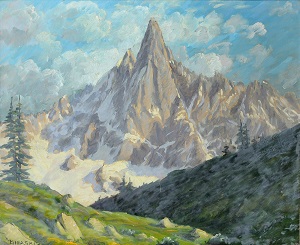 Luigi Binaghi - Aiguilles du Dru anni 30 olio su compensato. Eredi Fasana-Zuccala. Foto Franco Ricci