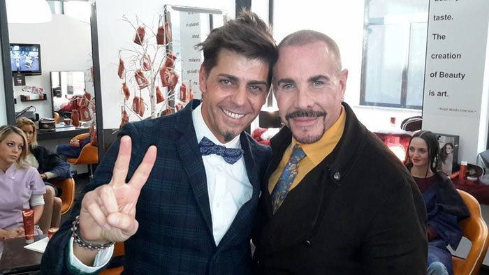 Alessandro Ligorio - Brand Ambassador Ng Group e proprietario del salone Nirvana con Stevn Thomas Art Director NG Group