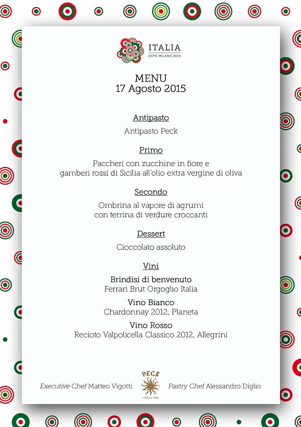 Menu Peck Merkel Renzi Expo menu Peck Merkel Renzi - Expo