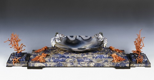 01. FAI Villa Necchi Campiglio Alfredo Ravasco Centrotavola con pesci 1930-35 circa lapislazzuli agata e corallo Foto Manusardi Paolo