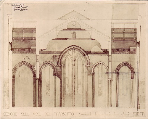 Alberto Alpago Novello sezione sull'asse del transetto ACSF r