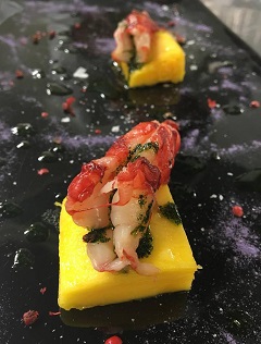 Incontro di gamberi rossi Chef Massimo Livan Centurion Palace r