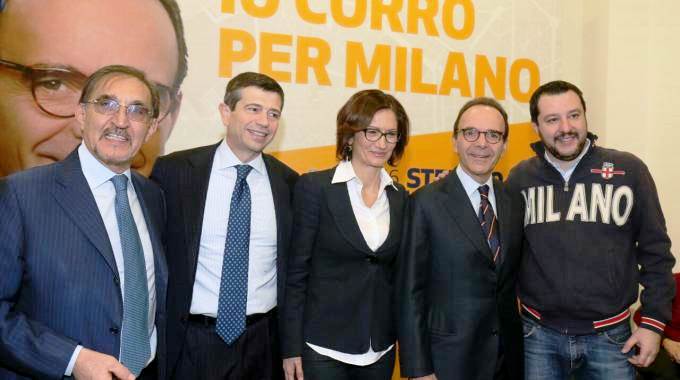 da sinistra: La Russa, Lupi, Gelmini, Parisi, Salvini - AMMINISTRATIVE MILANO 2016