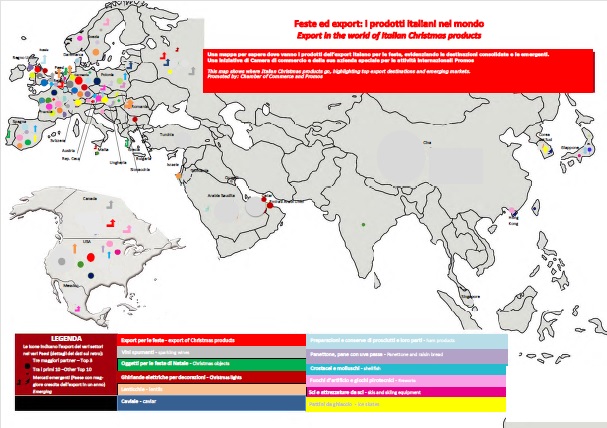 Natale panettone spumante export mappa