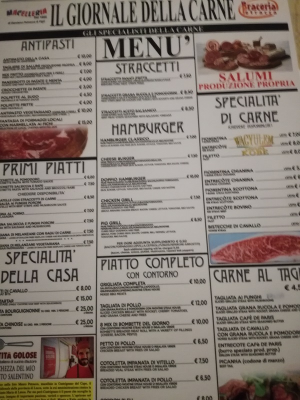MENU AAL CARTE PETRACCA
