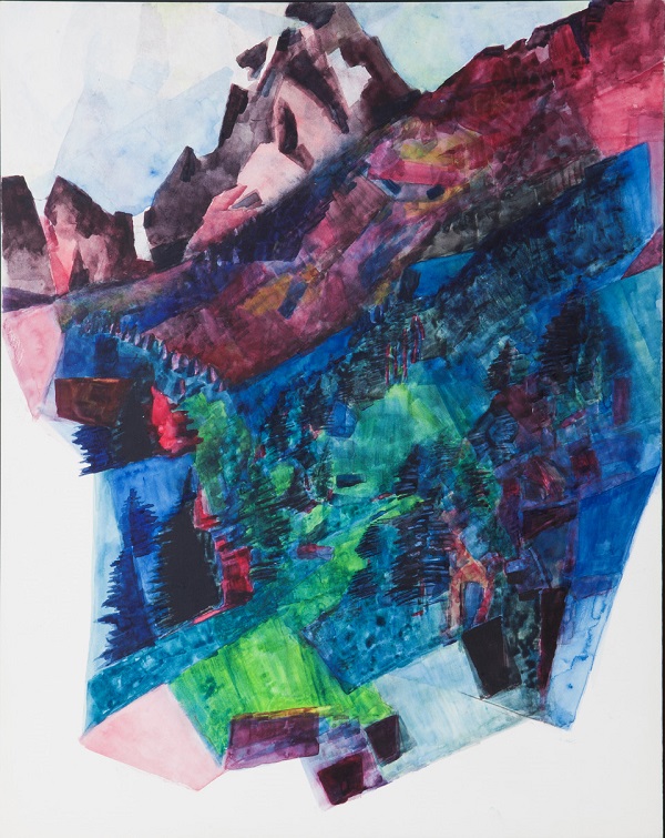 Giovanni Testori Cime Pizzo Badile visto da Bondo CH 1972 acquerello su cartoncino 50x40 cm 2