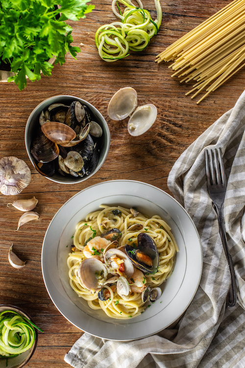 Spaghetti zucchine frutti di mare