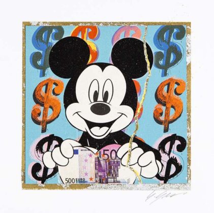 Grittini Giuliano Mickey Dollars Tecnica Mista Su Carta 22x22cm ( Mg 0232) 2019 300dpi