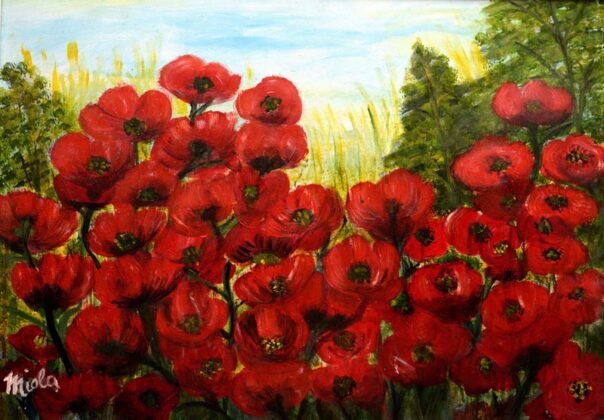 Opere Milly Miola 2017 Fiori Rossi