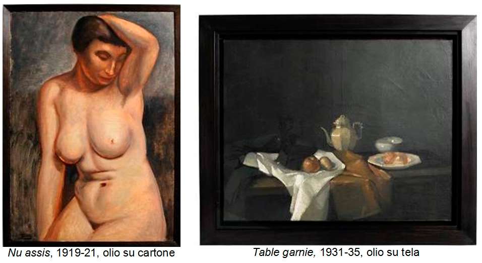 Andrè Derain | Nu Assis, 1919 21, Olio Su Cartone E A Destra Table Garnie, 1931 35, Olio Su Tela