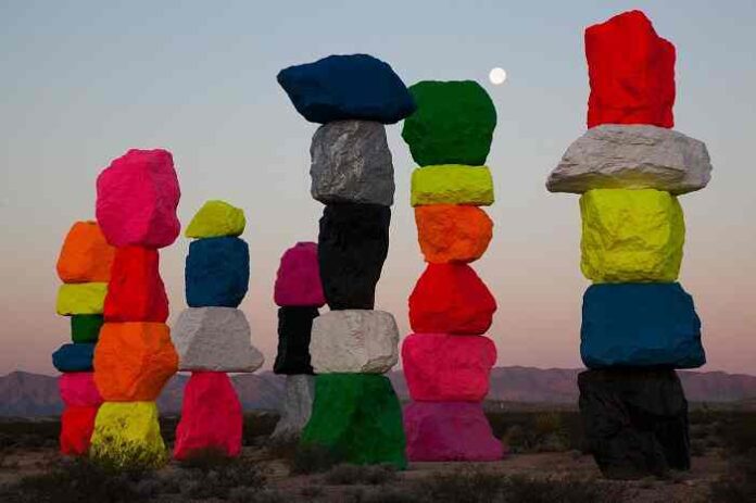 Gianfranco Gorgoni Ugo Rondinone Seven Magic Mountains 2016 Gianfranco Gorgoni Ugo Rondinone Seven Magic Mountains 2016
