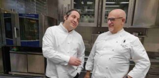 Lo chef stellato Claudio Sadler insieme al maestro pasticcere Gianluca Fusto
