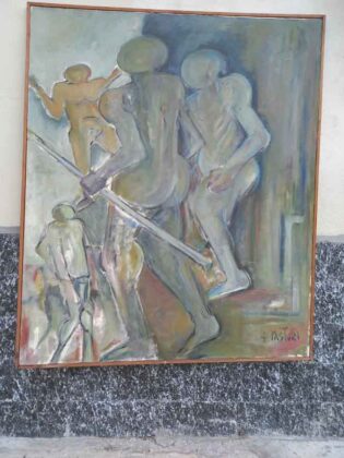 01 Contestazione operaia 1968 olio su tela 130cm