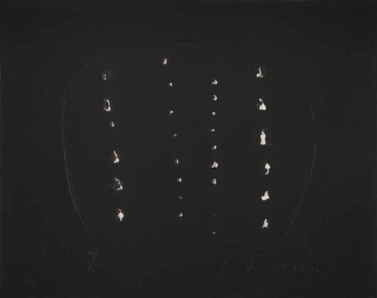 Lucio Fontana, Concetto spaziale, 1964, acquaforte, buchi e goffrature, 500x635 mm, 61 esemplari, Rigo n. E 18