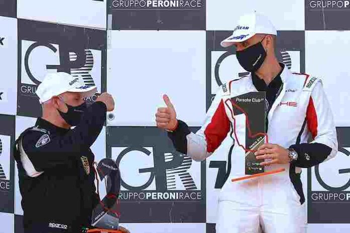 PCGT Il bolognese Formato e il milanese Rigo podio Panta GT4 Imola2021