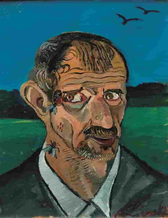 Autoritratto, 1957, olio su faesite, 88 x 70 cm, collezione privata, Reggio Emilia B