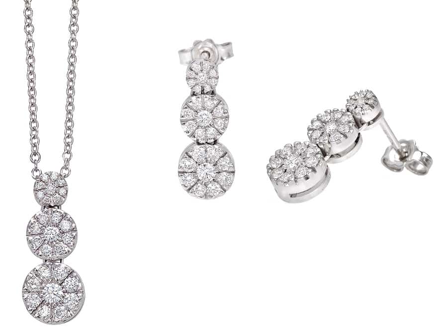 Il Diamante pendente e orecchini Linea Hortensia