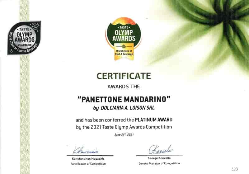 taste olymp awards platinum panettone mandarino