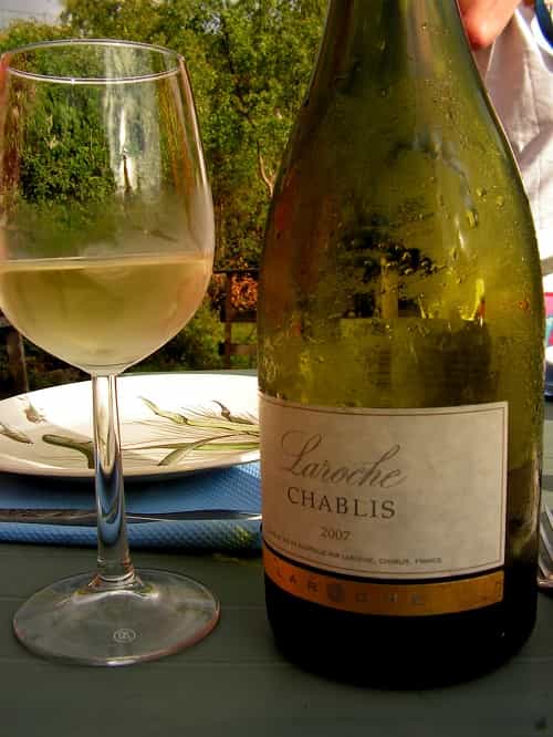 Chablis bottle and wine