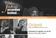 Matera. La XII edizione 2022 del Fadiesis Accordion Festival. FAF2022 Matera Orienti 21 agosto locandina