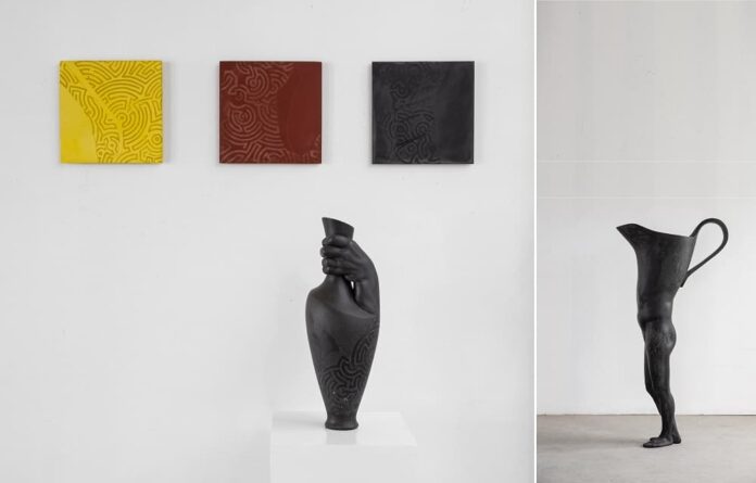 Domenico Borrelli Autobroccante 22 e Frammenti installation view Caraffanti