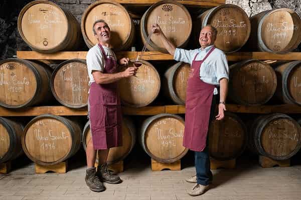 Da sinistra Stefano e Marco Pisoni Cantina Pisoni in cantina