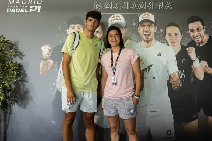 Arturo Coello and Wimbledon 2023 finalist Ons Jabeur at the Madrid Arena (credit: Premier Padel) Madrid Premer Padel P1