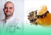 Fabio Mecchina reinventa il panettone in una versione gelato chef Fabio Mecchina con gelato al panettone