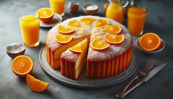 Torta al succo d'arancia con cocco grattugiato