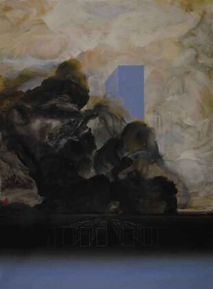 1 Salvatore garau, Celeste della citt&agrave; d Oriente che non esiste pi&ugrave;, 2024. Acrilico e grafite su tela cm175x127