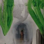 3 Salvatore Garau, Tra il verde e l argento il nudo appare quando vuole, 2025. Acrilico su telone PVC cm175X127