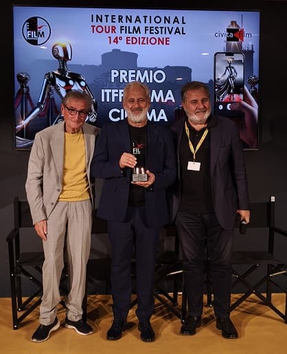 da sx: Piero Pacchiarotti, Presidente ITFF, Vincent Riotta e il Direttore artistico Antonio Flamini ITFF Roma Cinema Award