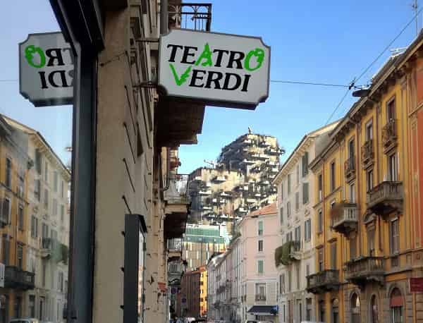 Verdi insegna bosco verticale Teatro Verdi Milano riapertura